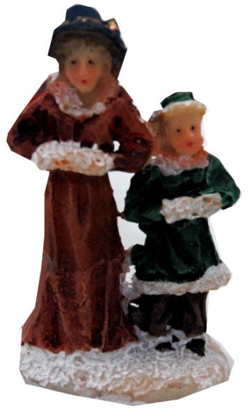 Bastel-Figur Mutter mit Kind geht spazieren für DIY Schneekugel - Schneekugelhaus