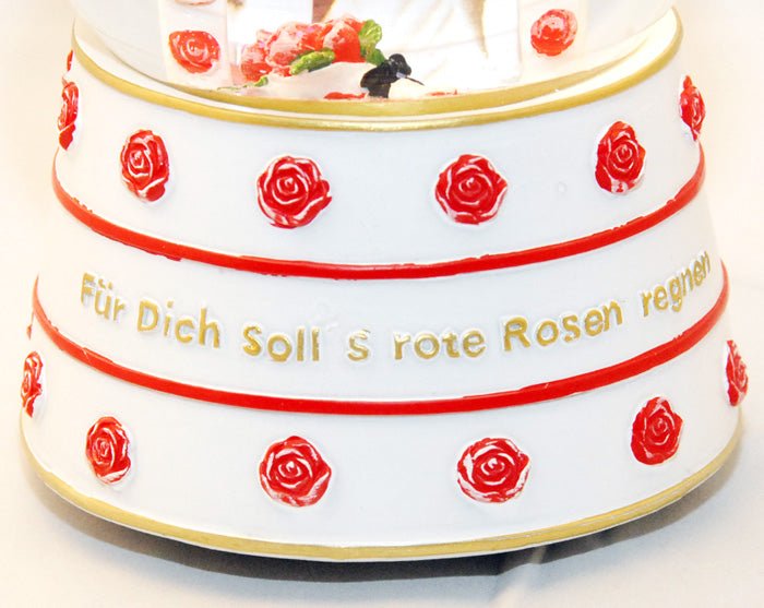 Foto-Schneekugel Für dich soll´s rote Rosen regnen Glaskugel Wechselrahmen - Schneekugelhaus