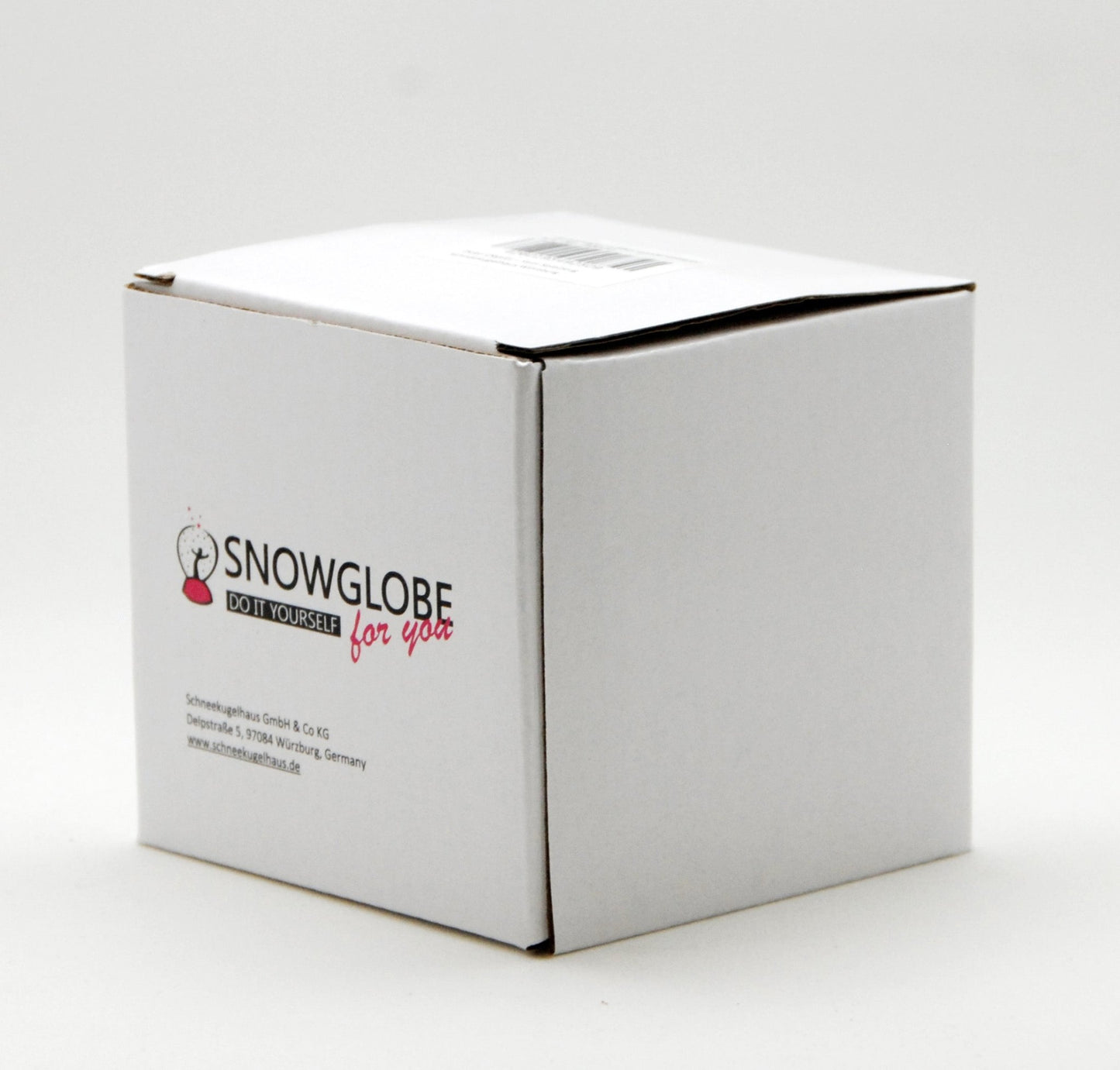 Foto-Schneekugel groß mit transparentem Sockel - rote Herzen - Schneekugelhaus