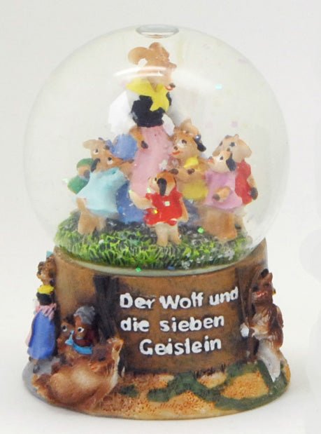 Märchen Schneekugel Wolf und 7 Geislein - Luftblase - Schneekugelhaus