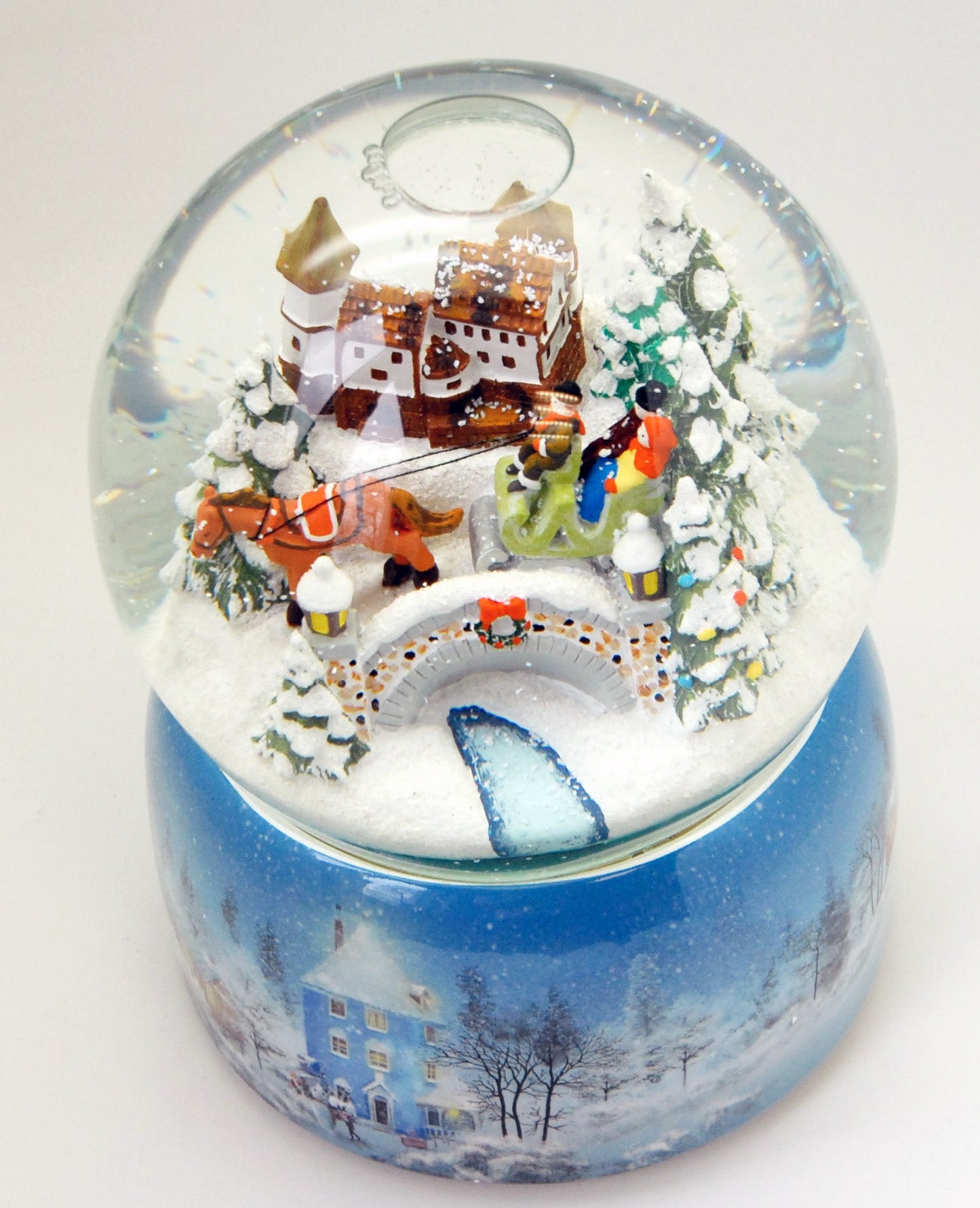 Mega Schneekugel Historische Kutschfahrt in Winterlandschaft - mit Musikspieluhr Winter Wonderland Luftblase - Schneekugelhaus