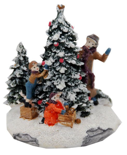 Modell für 3D-Schneekugel Kinder im verschneiten Wald - Schneekugelhaus