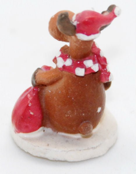 Modell für 3D-Schneekugel - lustiger Elch mit rotem Sack - Schneekugelhaus