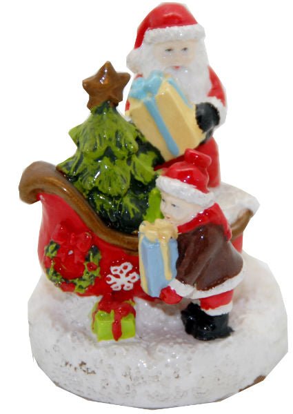 Modell für 3D-Schneekugel - Santa mit Schlitten und Kind - Schneekugelhaus