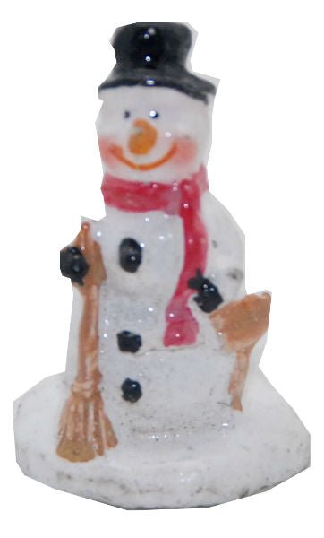 Modell für 3D-Schneekugel - Schneemann mit Besen - Schneekugelhaus