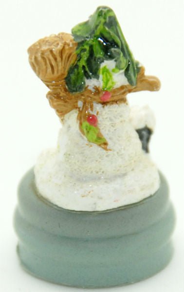 Modell für 3D-Schneekugel - Schneemann mit Besen - Schneekugelhaus