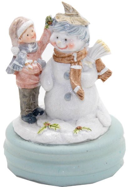 Modell für 3D-Schneekugel - Schneemann mit Kind - Schneekugelhaus