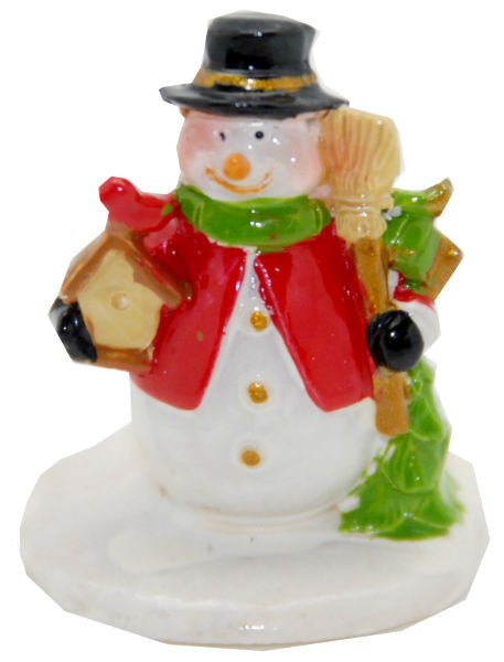 Modell für 3D-Schneekugel - Schneemann mit Vogelhäuschen und Besen - Schneekugelhaus