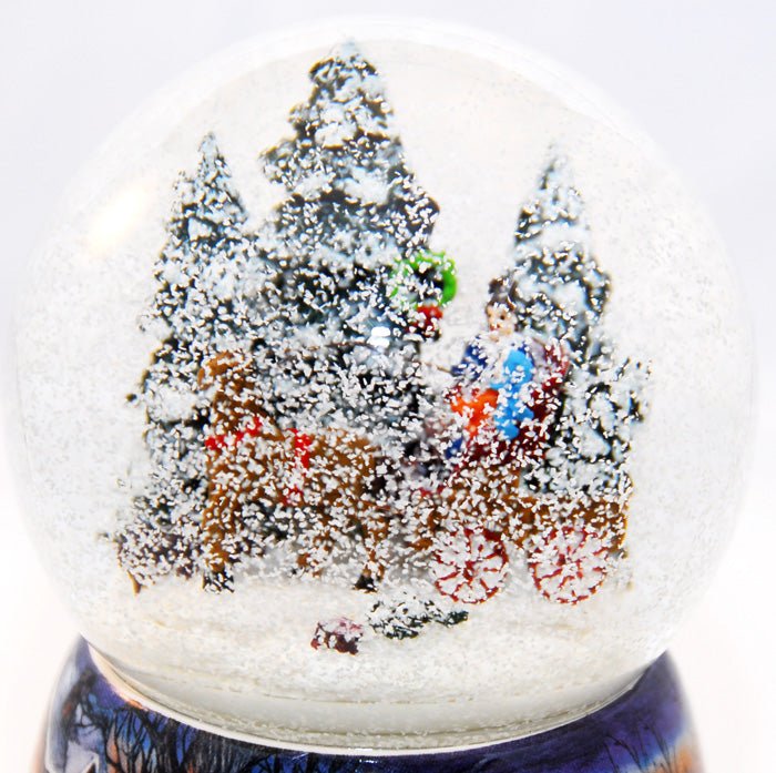 Romantische Schlittenfahrt mit Spieluhr - Schneekugelhaus