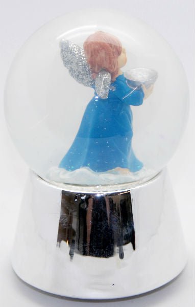 Schneekugel Engel silber mit Schale und Spieluhr - Schneekugelhaus