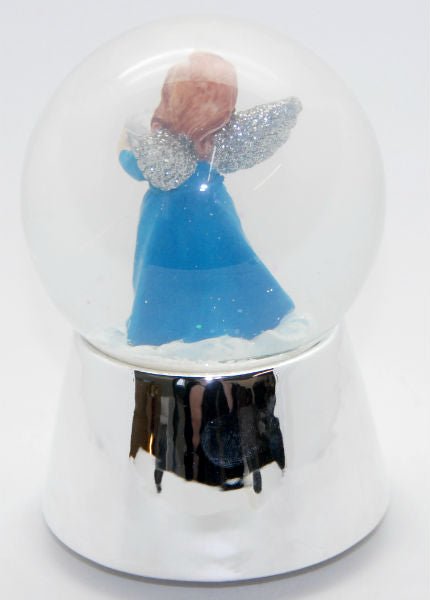 Schneekugel Engel silber mit Schale und Spieluhr - Schneekugelhaus