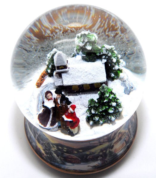 Schneekugel Romantischer Winterspaziergang mit Spieluhr - Schneekugelhaus