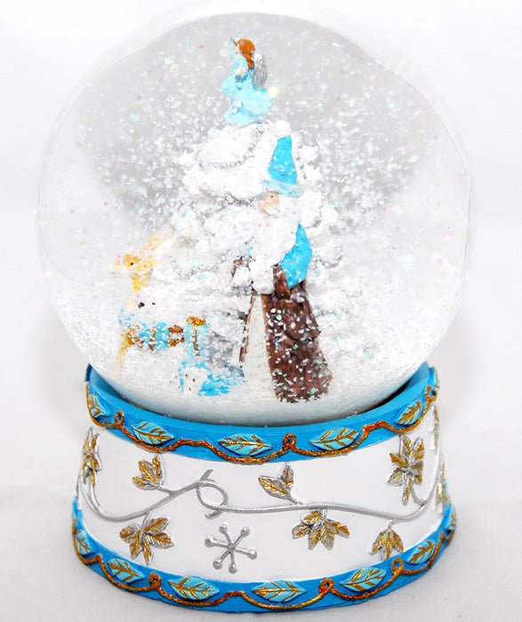 Schneekugel Weihnachtsmann mit Spieluhr, blau - Jingle Bells - Schneekugelhaus