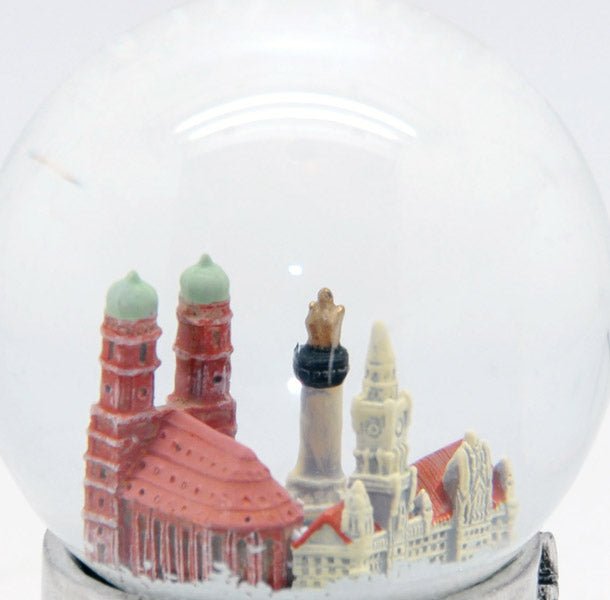 Souvenir Schneekugel München Skyline 80mm - Luftblase - Schneekugelhaus