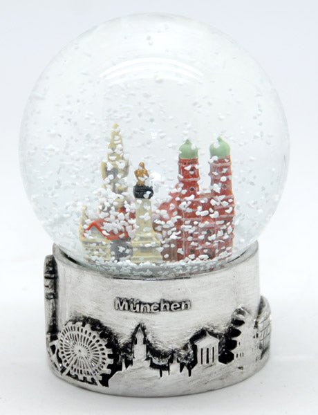 Souvenir Schneekugel München Skyline 80mm - Luftblase - Schneekugelhaus