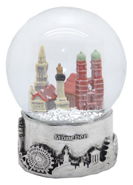 Souvenir Schneekugel München Skyline 80mm - Luftblase - Schneekugelhaus