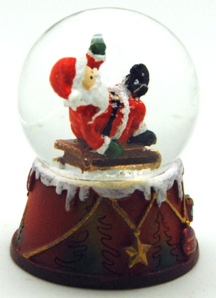 Süße Schneekugel Weihnachtsmann auf Schlitten - Sockel 45mm - Luftblase - Schneekugelhaus