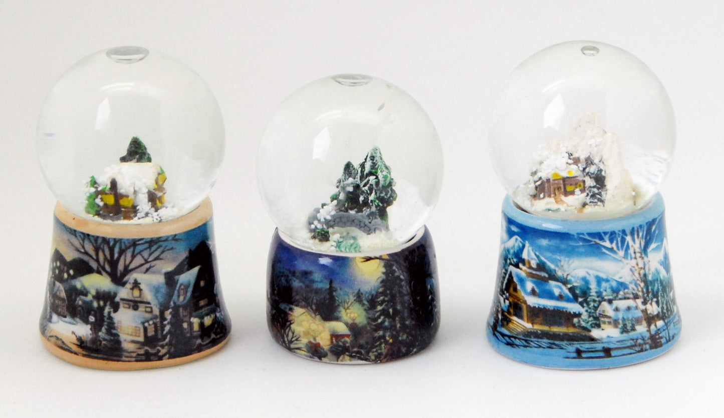 Süßes 3erSet Mini-Schneekugeln Winterlandschaft - Schneekugelhaus