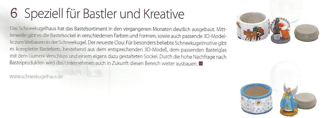 Artikel in  Dedica über Schneekugelhaus Bastelsets - Schneekugelhaus
