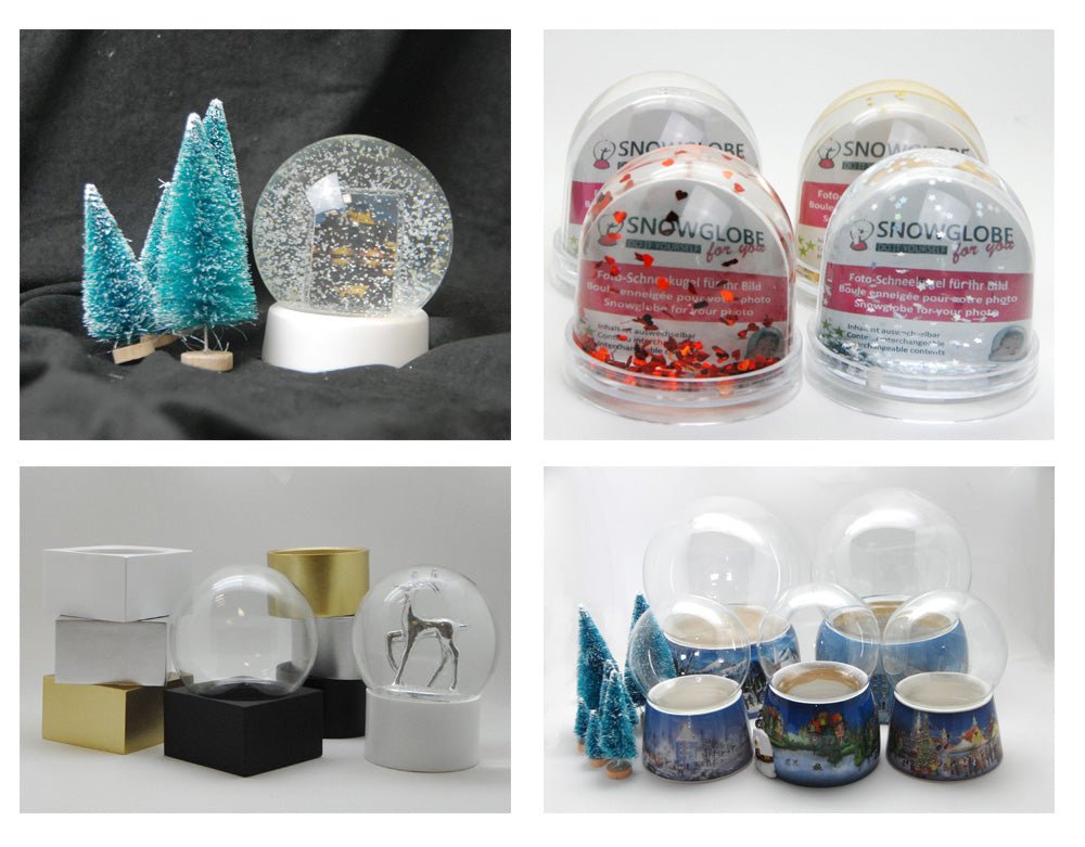 Neuheiten: Foto-Schneekugeln aus Glas und verschiedene Sockelformen - Schneekugelhaus