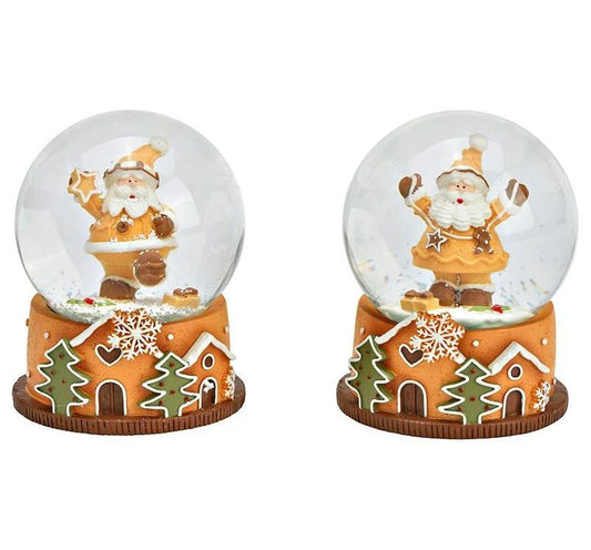 2 Süße Schneekugeln Zuckerbäcker auf Sockel Weihnachten 65 mm Durchmesser