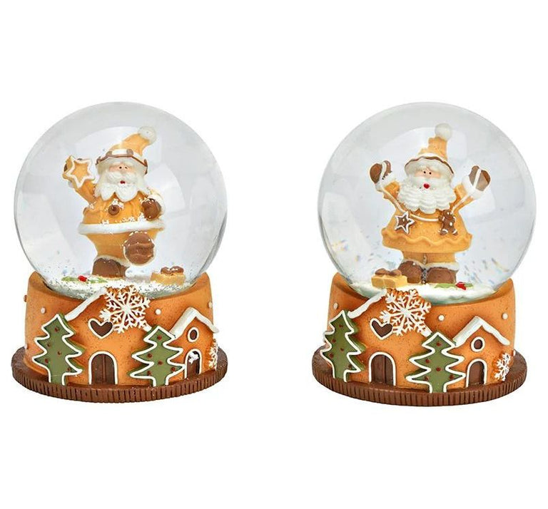 2 Süße Schneekugeln Zuckerbäcker auf Sockel Weihnachten 65 mm Durchmesser