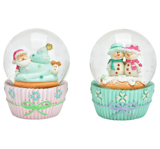 2 Süße Schneekugeln Weihnachtsmuffin türkis rosa Weihnachtsbäckerei 65 mm Durchmesser