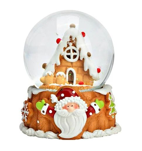 Süße Schneekugel Zuckerbäckerhaus auf Sockel Weihnachten 65 mm Durchmesser