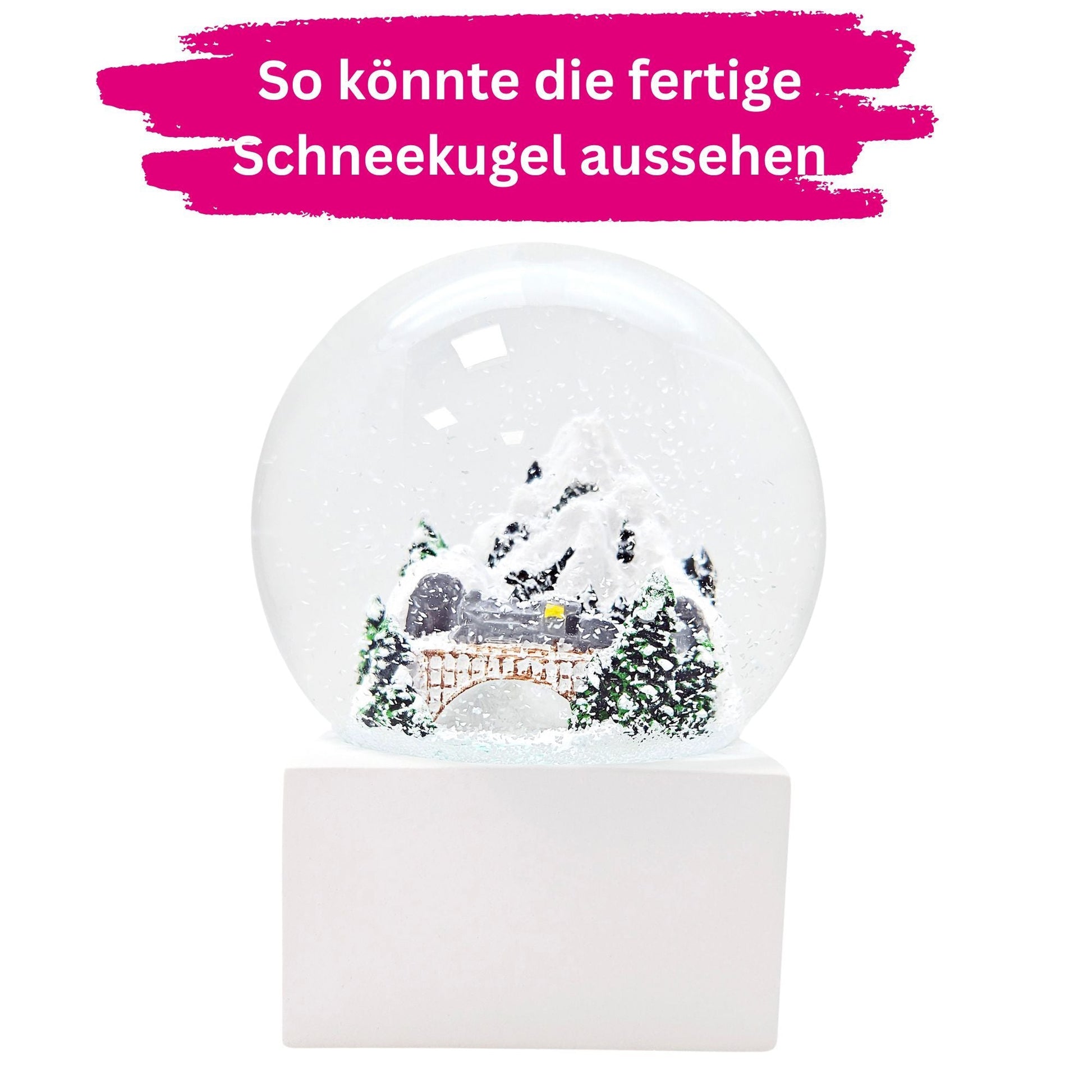 100mm Bastelset Polyresin Sockel in verschiedenen Varianten - DIY - Schneekugel - 1 x Schnee - Schneekugelhaus