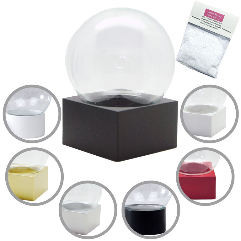 100mm Bastelset Polyresin Sockel in verschiedenen Varianten - DIY - Schneekugel - 1 x Schnee - Schneekugelhaus
