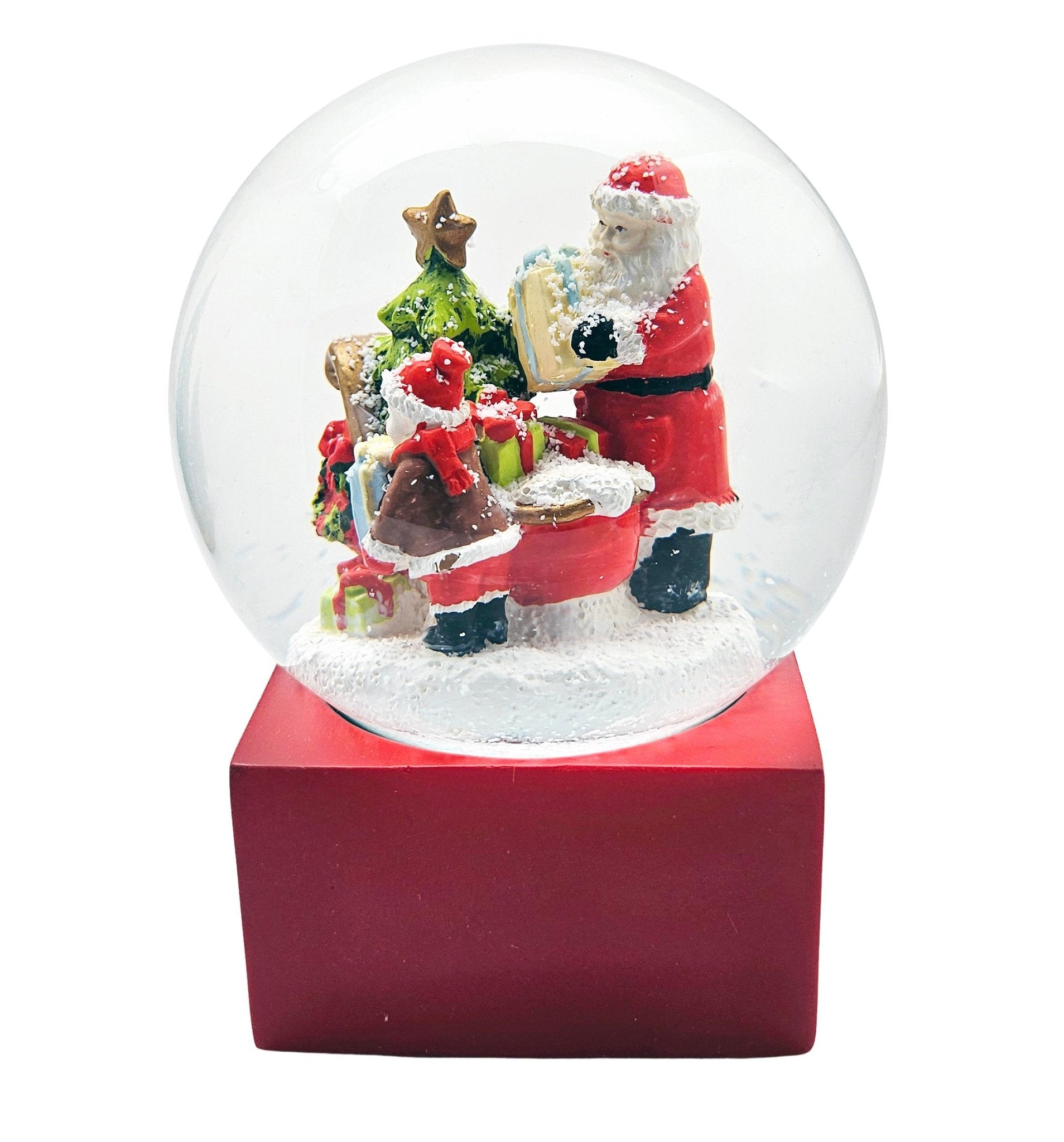 100mm Bastelset Polyresin Sockel rot eckig mit DIY - Schneekugel - Schneekugelhaus