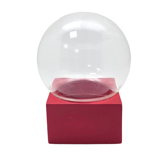 100mm Bastelset Polyresin Sockel rot eckig mit DIY - Schneekugel - Schneekugelhaus