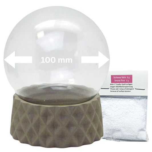 100mm Bastelset Polyresin Sockel sand rund kubisch mit DIY - Schneekugel - 1 x Schnee - Schneekugelhaus