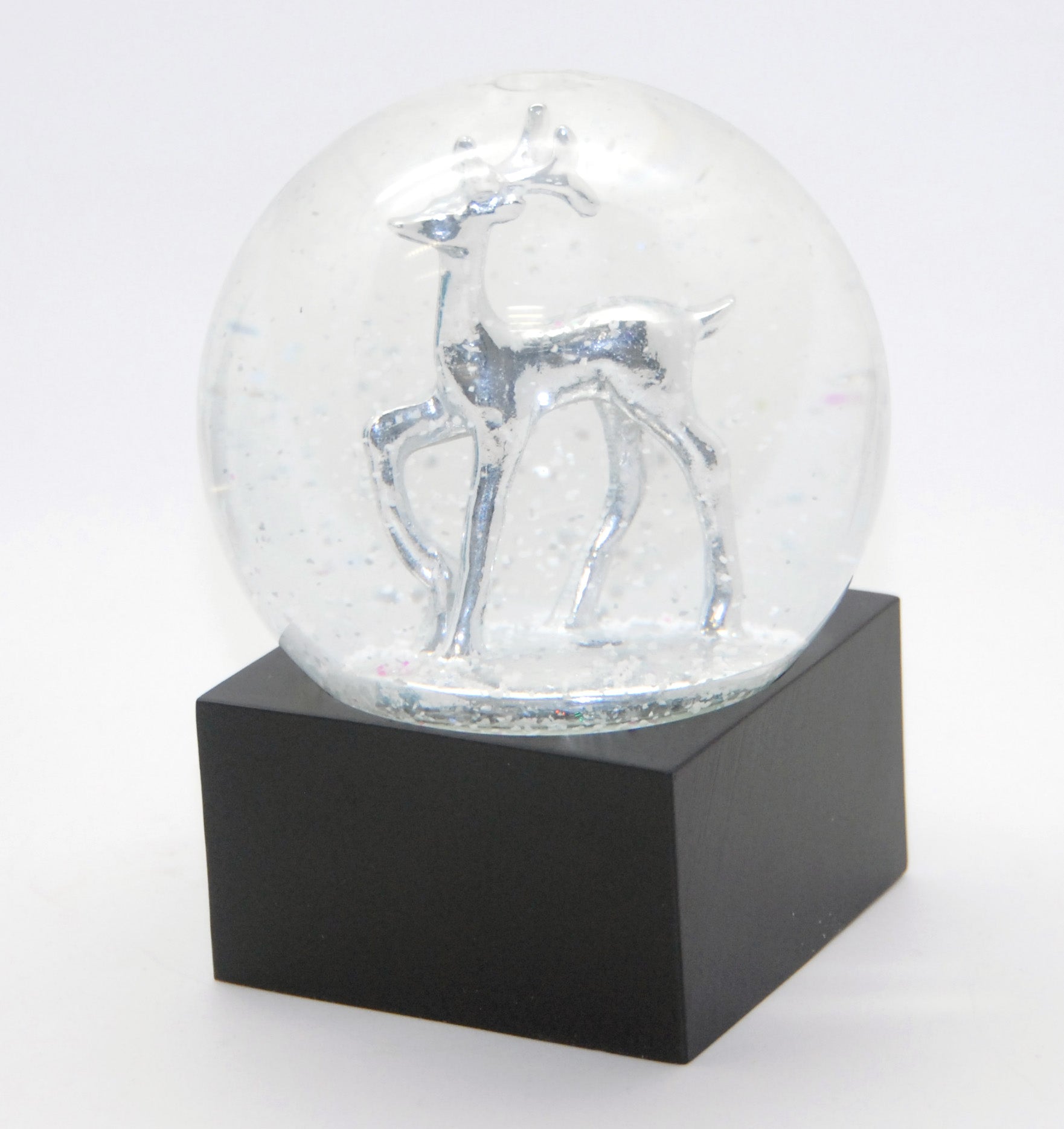 100mm Bastelset Polyresin Sockel schwarz eckig mit DIY - Schneekugel - Schneekugelhaus