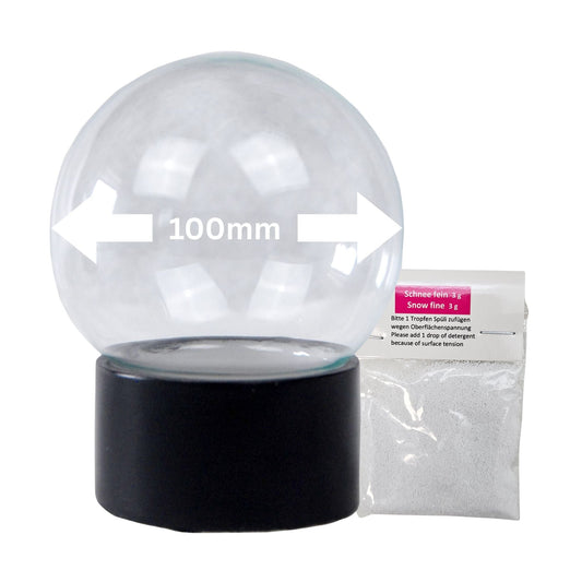 100mm Bastelset Polyresin Sockel schwarz rund mit DIY - Schneekugel - 1 x Schnee - Schneekugelhaus