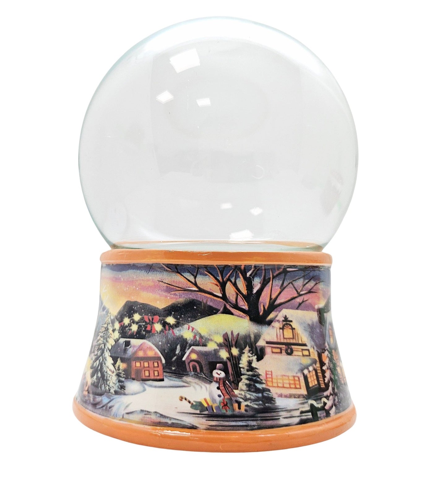 100mm Bastelset Porzellan Sockel Winterlandschaft ocker Rand mit DIY - Schneekugel für Spieluhr - Schneekugelhaus