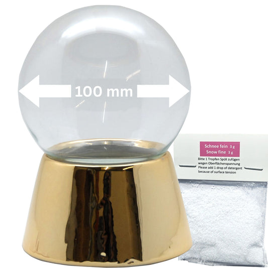 100mm DIY Schneekugel Bastelset gold - mit 1x Schnee - Schneekugelhaus