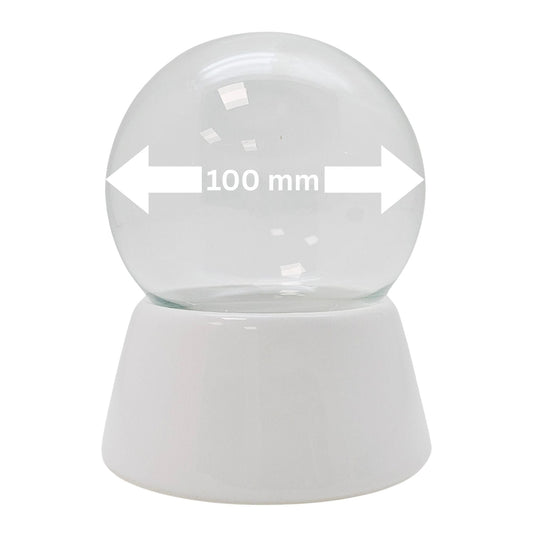 100mm DIY Schneekugel Bastelset weiß - Set aus Bastelglas und Sockel weiß - Schneekugelhaus
