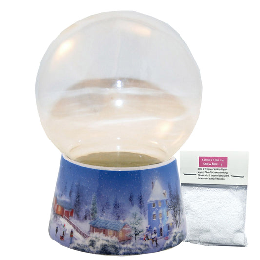 100mm - Do - it - Yourself Schneekugel mit Sockel Winterlandschaft hell für Spieluhr - 1x Schnee - Schneekugelhaus