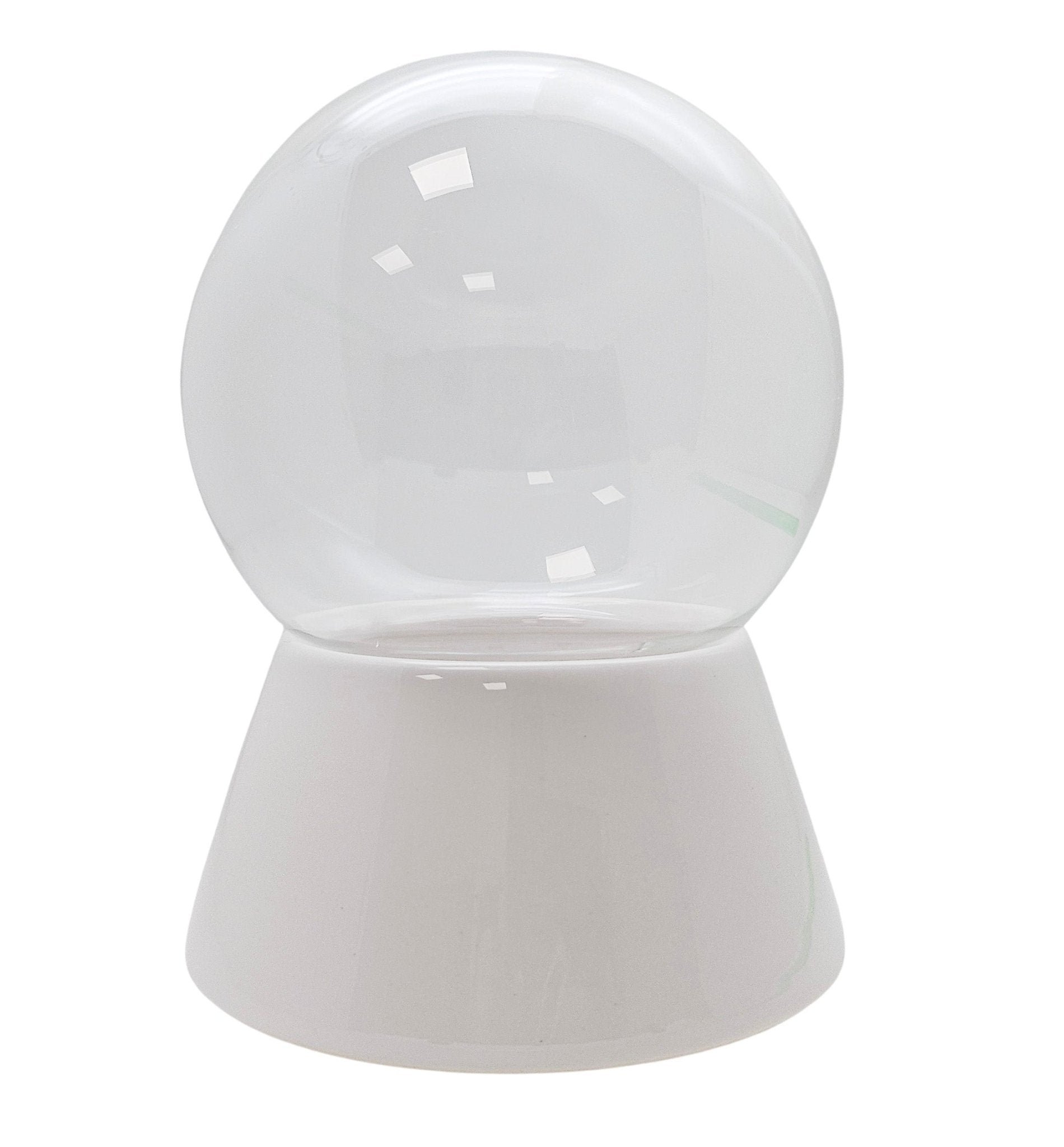 120mm DIY - Schneekugelset weiß - Set aus Bastelglas und Sockel weiß - Schneekugelhaus