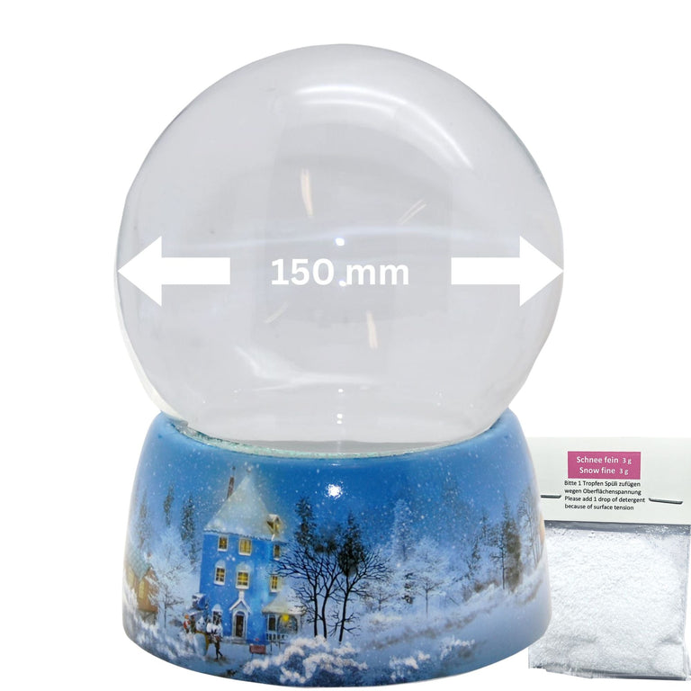 150mm DIY Schneekugelset Bastelset Glas und Porzellan Winterlandschaft hellblau - 1x Schnee - Schneekugelhaus