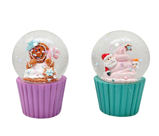 2 süße Mini - Schneekugeln Weihnachtsbäckerei Muffin B: 45mm - Schneekugelhaus