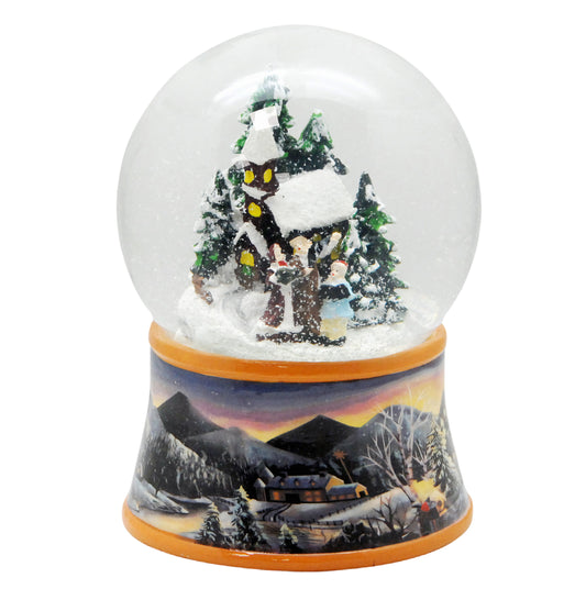 Schneekugel Romantischer Winterspaziergang mit Spieluhr 10 cm Durchmesser