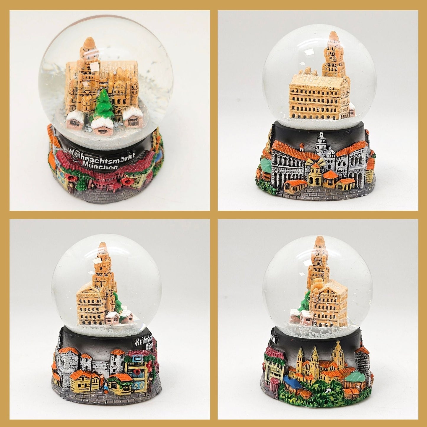 2er Set Souvenir - Schneekugeln Christkindlmarkt München in 2 Größen - Schneekugelhaus