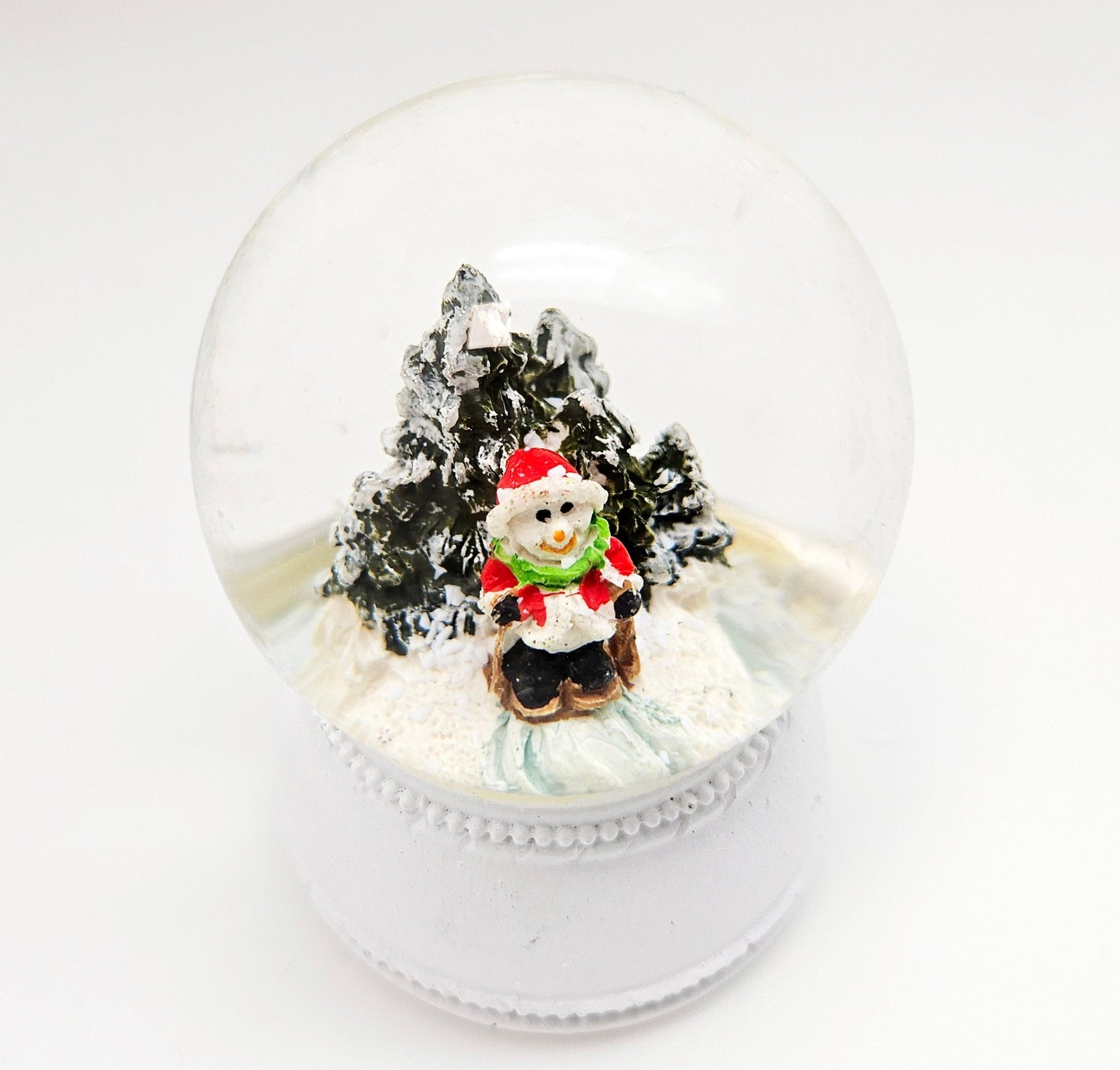 4 süße Mini - Schneekugeln Winter & Weihnacht, Rehkitz mit Sockel weiß Nostalgie B: 45mm - Schneekugelhaus