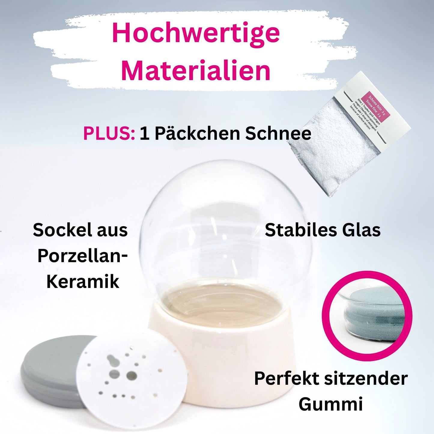 DIY-Komplett-Bastelset für Glas-Schneekugel 100x140mm mit Schnee, Glitzer, Wasserklar & Kleber