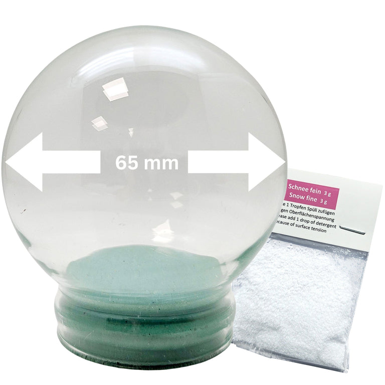 65mm Ersatzglas Bastelglas 1 x Schnee - Schneekugel mit Gummiverschluss - Schneekugelhaus