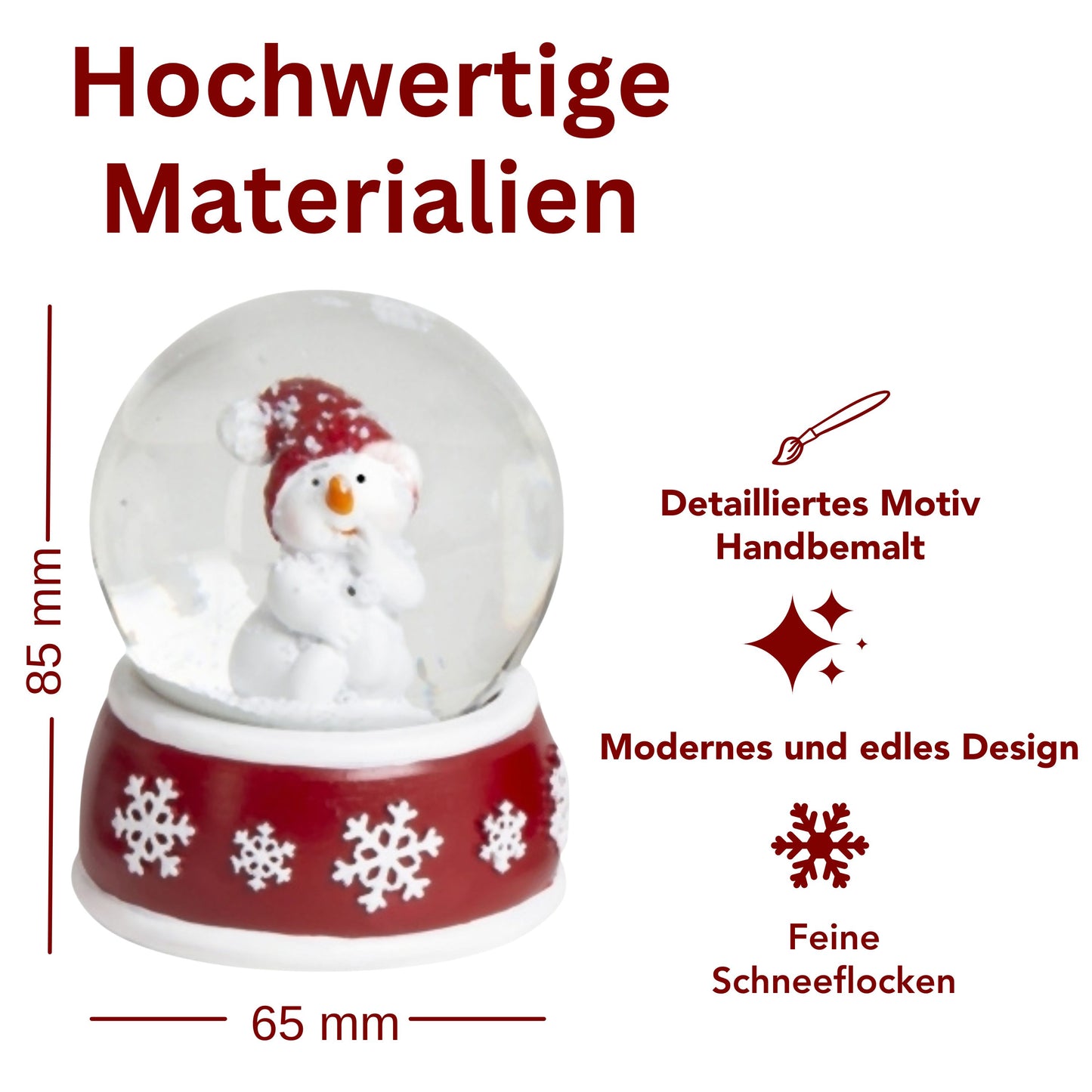 Adventspaket groß - Schneemann rot weiß mit 8 Schneekugeln in zwei Größen