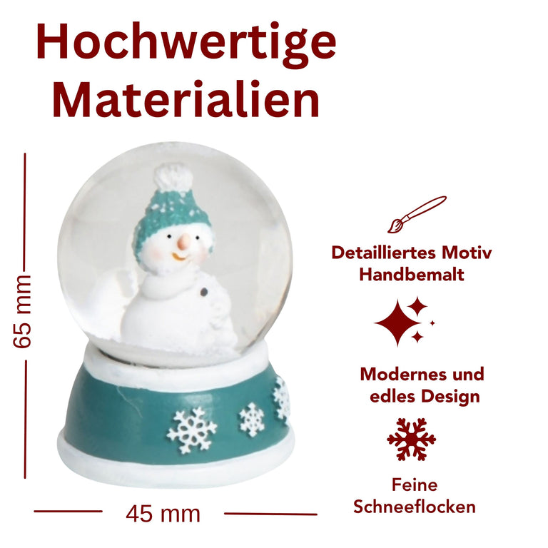 Adventspaket groß - Schneemann türkis weiß mit 8 Schneekugeln in zwei Größen