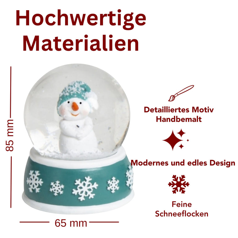 Adventspaket groß - Schneemann türkis weiß mit 8 Schneekugeln in zwei Größen